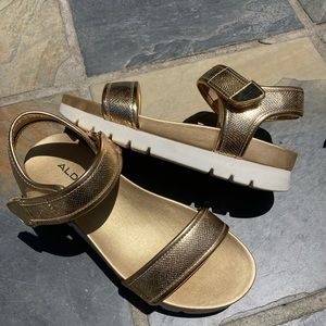 Gold Aldo Platform Sandal